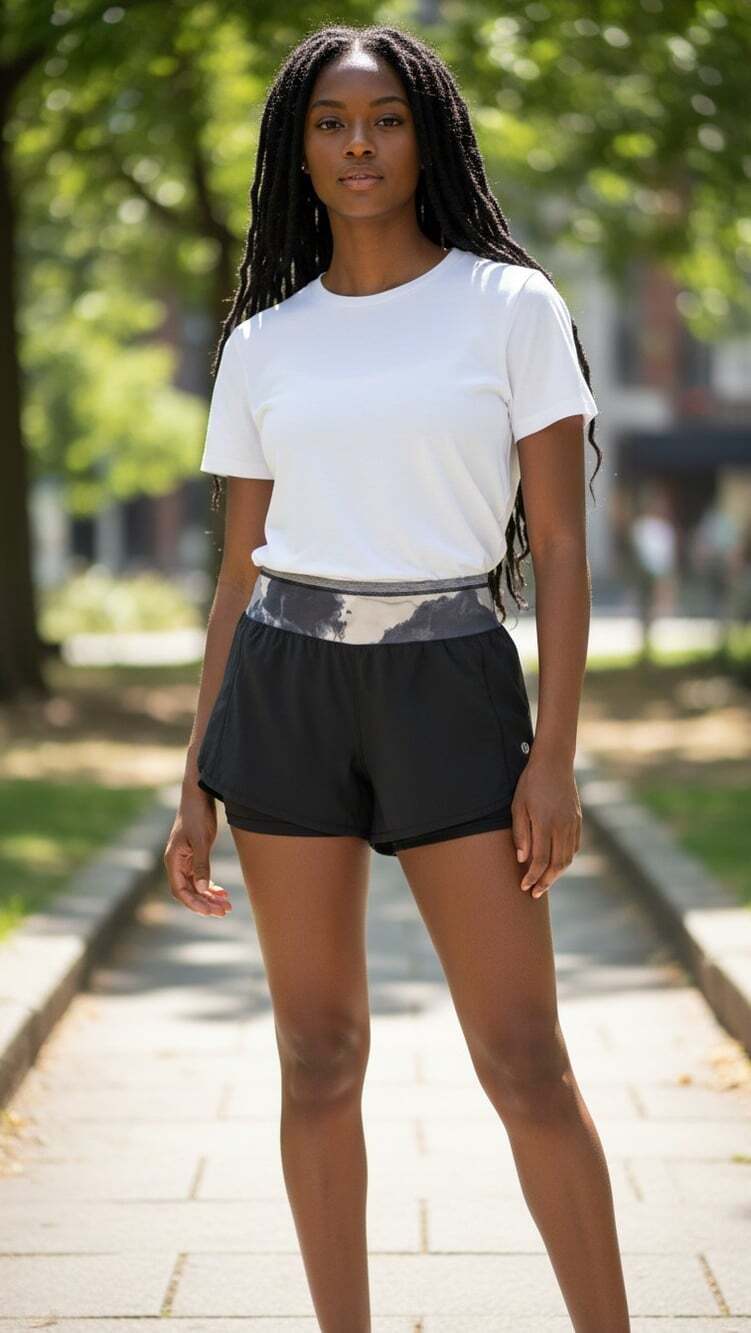 Lululemon Turbo Run Short Black / White Coal Tinted Canvas Super size 6